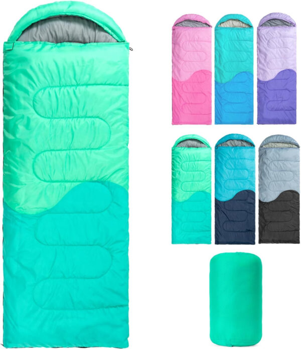Sleeping Bag - 3 Seasons for Adults Kids Boys Girls Camping Hiking - Warm Cold Weather Lightweight Portable with Compression Bag for Backpacking in Spring, Summer, Fall and Winter