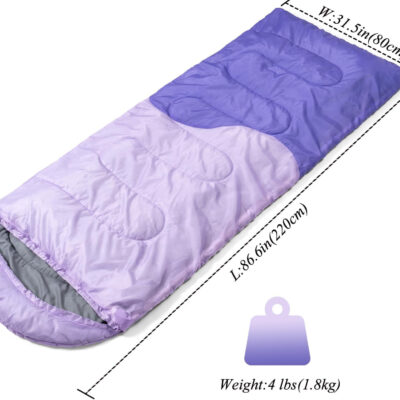Sleeping Bag - 3 Seasons for Adults Kids Boys Girls Camping Hiking - Warm Cold Weather Lightweight Portable with Compression Bag for Backpacking in Spring, Summer, Fall and Winter