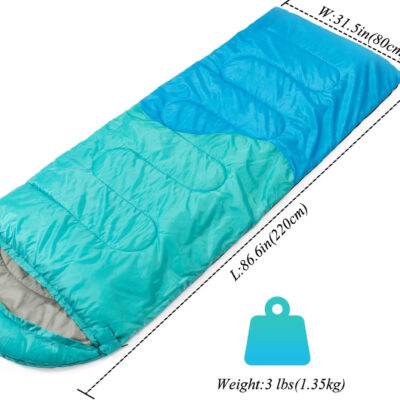 Sleeping Bag - 3 Seasons for Adults Kids Boys Girls Camping Hiking - Warm Cold Weather Lightweight Portable with Compression Bag for Backpacking in Spring, Summer, Fall and Winter