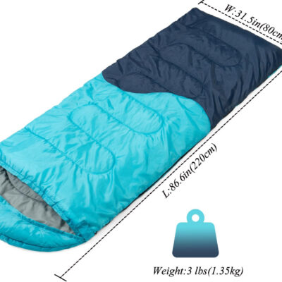 Sleeping Bag - 3 Seasons for Adults Kids Boys Girls Camping Hiking - Warm Cold Weather Lightweight Portable with Compression Bag for Backpacking in Spring, Summer, Fall and Winter