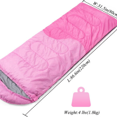 Sleeping Bag - 3 Seasons for Adults Kids Boys Girls Camping Hiking - Warm Cold Weather Lightweight Portable with Compression Bag for Backpacking in Spring, Summer, Fall and Winter