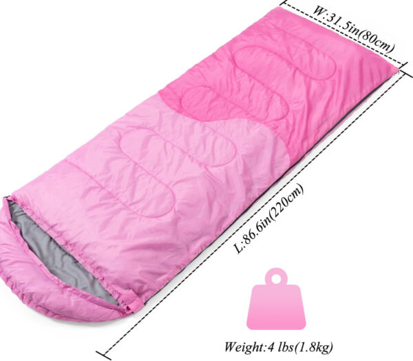 Sleeping Bag - 3 Seasons for Adults Kids Boys Girls Camping Hiking - Warm Cold Weather Lightweight Portable with Compression Bag for Backpacking in Spring, Summer, Fall and Winter