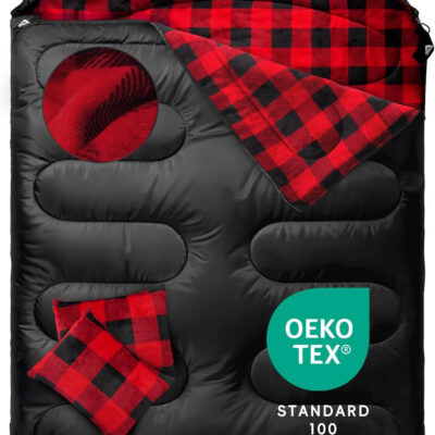 689b0bd482c619cd41f8f0a399f01fafd96cced60e3b1c250578b.jpg MEREZA Flannel Double Sleeping Bag for Adults Cold Weather, XL Queen Size Sleeping Bag for All Season 2 Person Big and Tall Sleeping Bags for Camping 0 Degree with Pillow