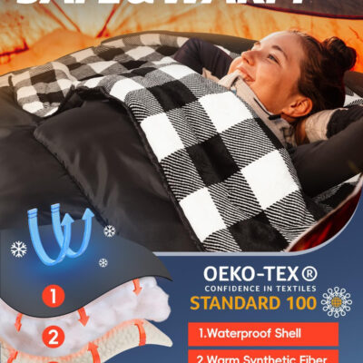 689b0bd903d666a1ed7bc7f2c14e03db72f7ced965e06573bb717.jpg MEREZA Flannel Double Sleeping Bag for Adults Cold Weather, XL Queen Size Sleeping Bag for All Season 2 Person Big and Tall Sleeping Bags for Camping 0 Degree with Pillow