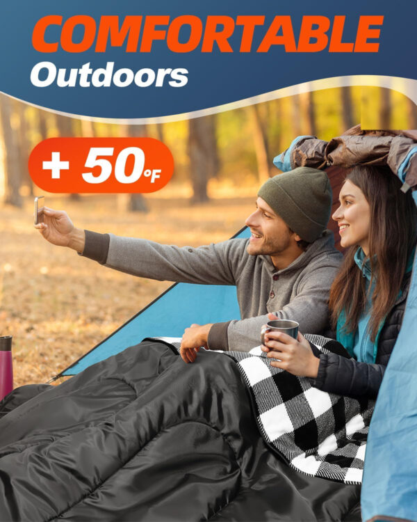 689b0bda7475589c3ac82e694827e8294862bb6e8f1f2327b8a29.jpg MEREZA Flannel Double Sleeping Bag for Adults Cold Weather, XL Queen Size Sleeping Bag for All Season 2 Person Big and Tall Sleeping Bags for Camping 0 Degree with Pillow