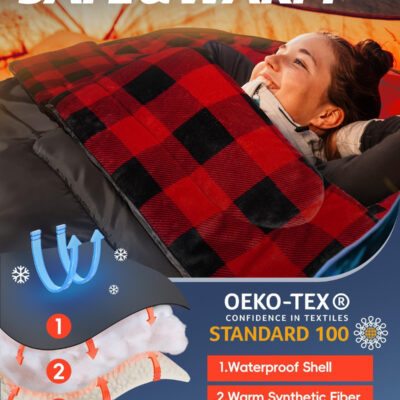 689b0be1b5e838aa910aa2acee03dee83c052ca8b863a4cee8e86.jpg MEREZA Flannel Double Sleeping Bag for Adults Cold Weather, XL Queen Size Sleeping Bag for All Season 2 Person Big and Tall Sleeping Bags for Camping 0 Degree with Pillow