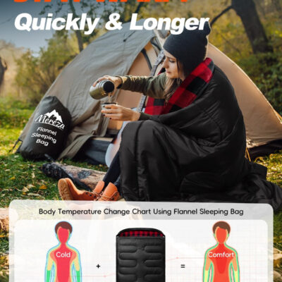 689b0be4eba2e4ec27885764a3ff8c4895812bfa11dc797a856f6.jpg MEREZA Flannel Double Sleeping Bag for Adults Cold Weather, XL Queen Size Sleeping Bag for All Season 2 Person Big and Tall Sleeping Bags for Camping 0 Degree with Pillow