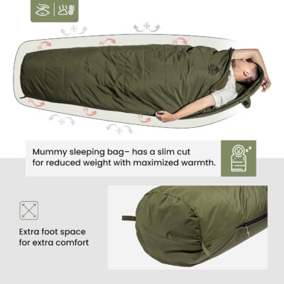 689b0c1da1ab97b202143acc42445495f63698161db9e585b872d.jpg OneTigris Bushcrafter’s Sleeping Bags, Mummy Sleeping Bag for Camping Hiking Backpacking, Survival Gear