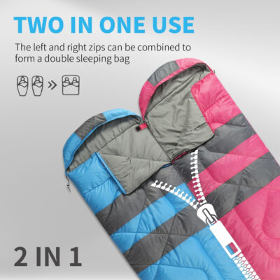 Sleeping Bags, Camping Sleeping Bag for Adults, 3 Season Warm & Cool Weather, Lightweight Waterproof Sleeping Bags for Indoor Outdoor Camping Traveling Backpacking, Pink/Blue/Black