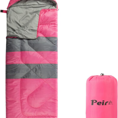 Sleeping Bags, Camping Sleeping Bag for Adults, 3 Season Warm & Cool Weather, Lightweight Waterproof Sleeping Bags for Indoor Outdoor Camping Traveling Backpacking, Pink/Blue/Black