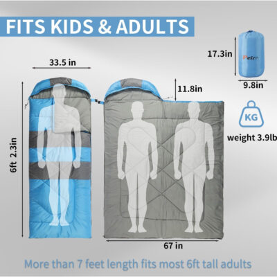 Sleeping Bags, Camping Sleeping Bag for Adults, 3 Season Warm & Cool Weather, Lightweight Waterproof Sleeping Bags for Indoor Outdoor Camping Traveling Backpacking, Pink/Blue/Black