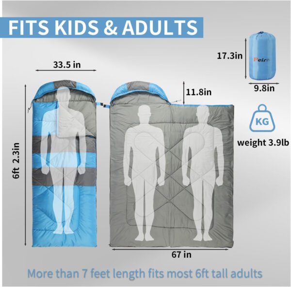 Sleeping Bags, Camping Sleeping Bag for Adults, 3 Season Warm & Cool Weather, Lightweight Waterproof Sleeping Bags for Indoor Outdoor Camping Traveling Backpacking, Pink/Blue/Black