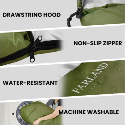 689b0d409f2679b15ef901966e5f3f633749c1e4e9b034caa0596.jpg FARLAND Sleeping Bags 30℉ for Adults Teens Kids with Compression Sack Portable and Lightweight for 3-4 Season Camping, Hiking,Waterproof, Backpacking and Outdoors