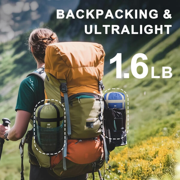 Ultralight Warm Weather Sleeping Bag - Portable, Waterproof, Compact Lightweight, Comfort with Compression Sack - Great for Outdoor Camping, Backpacking & Hiking