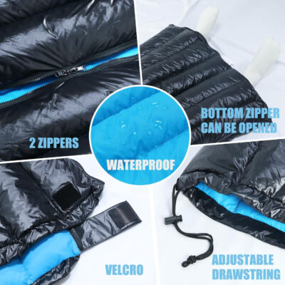Tuphen Double Sleeping Bag, Sleeping Bag with 2 Pillows, Queen Size XL Bag for 2 People, Cold Warm Weather- 3 Seasons, Waterproof Adults for Camping, Backpacking or Hiking