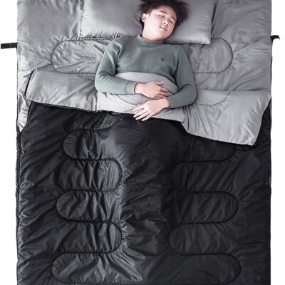 Tuphen Double Sleeping Bag, Sleeping Bag with 2 Pillows, Queen Size XL Bag for 2 People, Cold Warm Weather- 3 Seasons, Waterproof Adults for Camping, Backpacking or Hiking