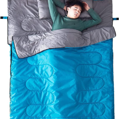Tuphen Double Sleeping Bag, Sleeping Bag with 2 Pillows, Queen Size XL Bag for 2 People, Cold Warm Weather- 3 Seasons, Waterproof Adults for Camping, Backpacking or Hiking