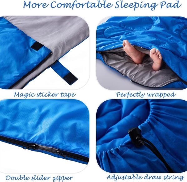 Tuphen Double Sleeping Bag, Sleeping Bag with 2 Pillows, Queen Size XL Bag for 2 People, Cold Warm Weather- 3 Seasons, Waterproof Adults for Camping, Backpacking or Hiking