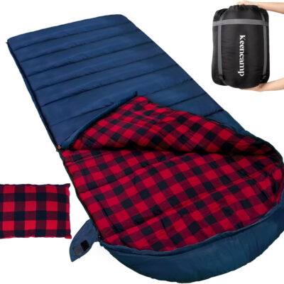 0 Degree Sleeping Bag Cotton Flannel Winter Cold Weather for Adults XXL Sleeping Bag 4 Season Big and Tall with Pillow Compression Sack