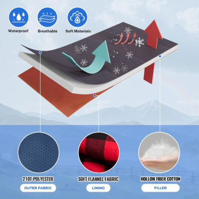 0 Degree Sleeping Bag Cotton Flannel Winter Cold Weather for Adults XXL Sleeping Bag 4 Season Big and Tall with Pillow Compression Sack