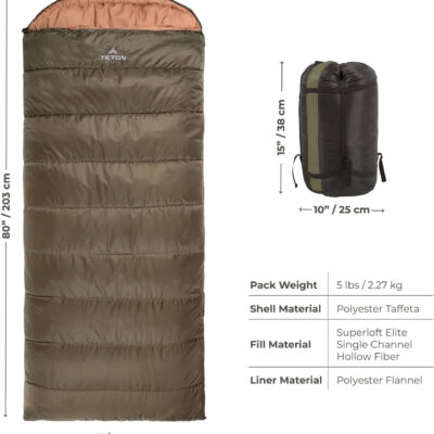 Teton Celsius Regular, -25F, 20F, 0F Degree Sleeping Bags, All Weather Bag for Adults and Kids, Camping Made Easy and Warm, Travel Sack Included