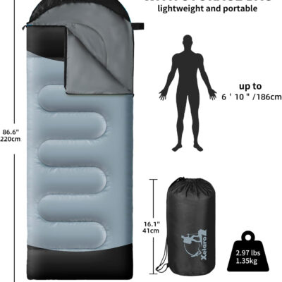 Sleeping Bags for Adults Kids - 3 Season Cold&Warm Weather Waterproof Camping Sleeping Bags - Lightweight Sleeping Bags for Camping Hiking Outdoor Travel