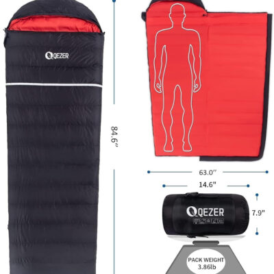689b10ff80af50eba4374fe9c3abe542032292b0e4b1dc5b2ddc2.jpg Down Sleeping Bag for Adults, 600 Fill Power, Ultralight & Compact with Compression Sack for Backpacking, Camping, Hiking
