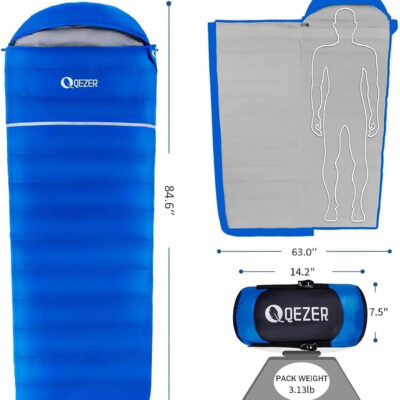 689b110ac153a75ac64cb7a1cc2c28b1bcf62840c6bea3d102aa7.jpg Down Sleeping Bag for Adults, 600 Fill Power, Ultralight & Compact with Compression Sack for Backpacking, Camping, Hiking