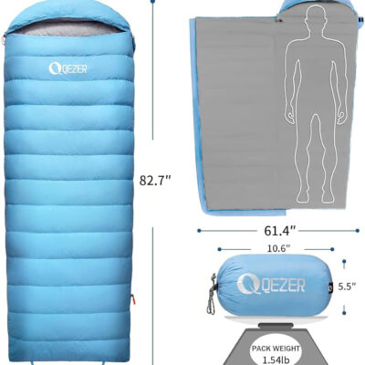 689b111d6ab80b13255aa02f8c544ccc0cd8056352c4b28940c68.jpg Down Sleeping Bag for Adults, 600 Fill Power, Ultralight & Compact with Compression Sack for Backpacking, Camping, Hiking