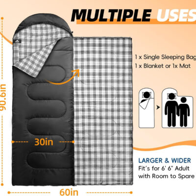 689b11d1b3d7ecb2eccf296cddd0d1354294f5dffafaa7911a5f5.jpg MEREZA Flannel Sleeping Bag for Adults XL, Large Wide Sleeping Bags for Camping Mens Warm Cotton Sleeping Bag 4 Season Warm & Cool Weather
