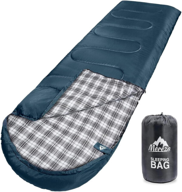 689b11db8fb7c4d7581b8bfed6b49946e04fd9cfad5795674c889.jpg MEREZA Flannel Sleeping Bag for Adults XL, Large Wide Sleeping Bags for Camping Mens Warm Cotton Sleeping Bag 4 Season Warm & Cool Weather