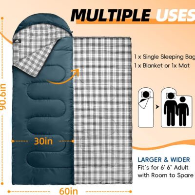 689b11dd38761328e8ae4d0c2ff687d2e2874b234de501c0cc3c6.jpg MEREZA Flannel Sleeping Bag for Adults XL, Large Wide Sleeping Bags for Camping Mens Warm Cotton Sleeping Bag 4 Season Warm & Cool Weather