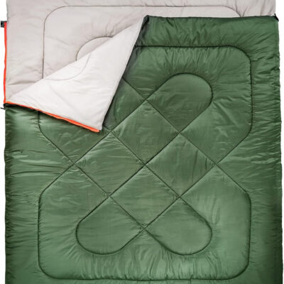 689b1211aeb05720a476359924f8177c78ddd675d1390831e9f98.jpg Amazon Basics 40°F Cool Weather Two-Person Sleeping Bag, 87 Inches x 59 Inches, Olive Green