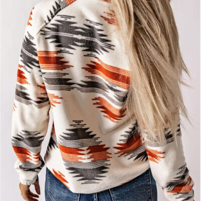 SELINK Womens Fleece Jacket Western Aztec Print Long Sleeve Snap Button Down Shacket Jackets with Pockets