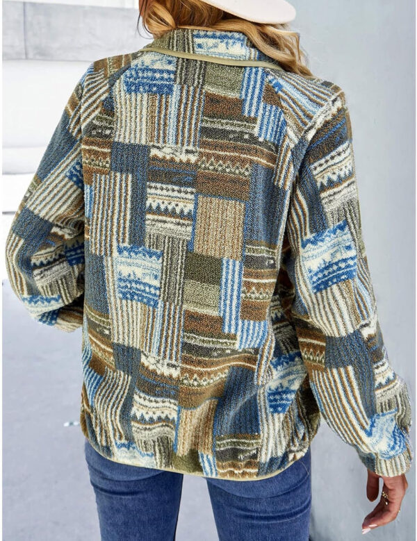 SELINK Womens Fleece Jacket Western Aztec Print Long Sleeve Snap Button Down Shacket Jackets with Pockets