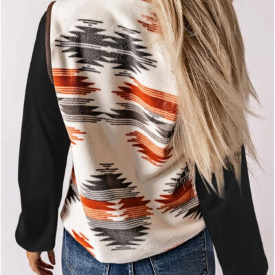 SELINK Womens Fleece Jacket Western Aztec Print Long Sleeve Snap Button Down Shacket Jackets with Pockets