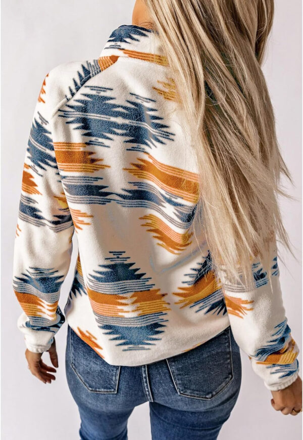 SELINK Womens Fleece Jacket Western Aztec Print Long Sleeve Snap Button Down Shacket Jackets with Pockets