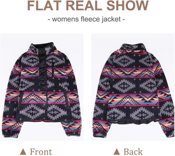 SELINK Womens Fleece Jacket Western Aztec Print Long Sleeve Snap Button Down Shacket Jackets with Pockets