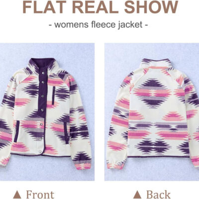 SELINK Womens Fleece Jacket Western Aztec Print Long Sleeve Snap Button Down Shacket Jackets with Pockets
