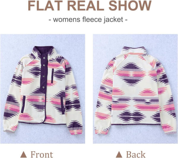 SELINK Womens Fleece Jacket Western Aztec Print Long Sleeve Snap Button Down Shacket Jackets with Pockets