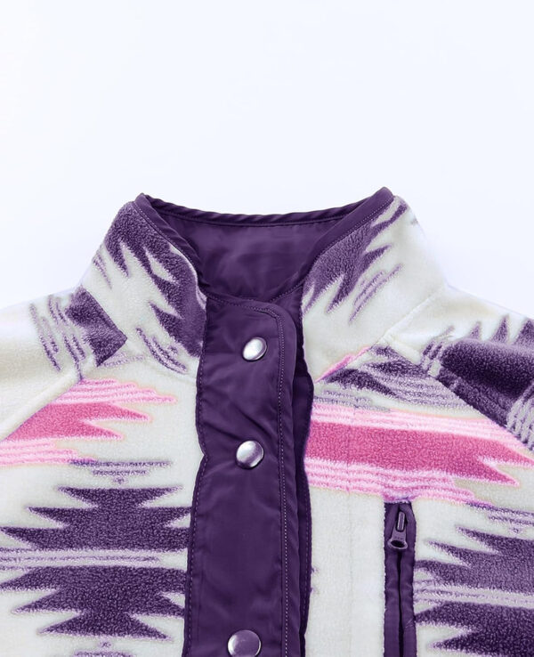 SELINK Womens Fleece Jacket Western Aztec Print Long Sleeve Snap Button Down Shacket Jackets with Pockets