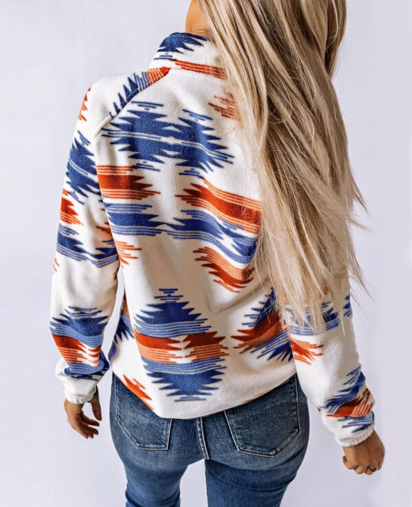 SELINK Womens Fleece Jacket Western Aztec Print Long Sleeve Snap Button Down Shacket Jackets with Pockets