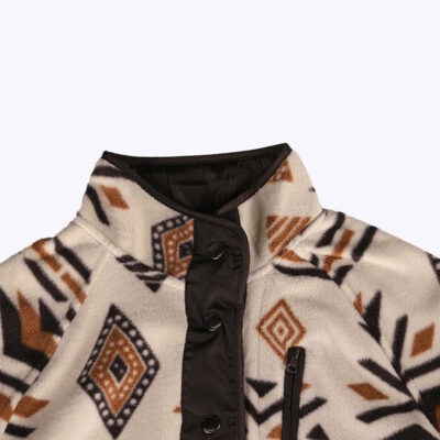 SELINK Womens Fleece Jacket Western Aztec Print Long Sleeve Snap Button Down Shacket Jackets with Pockets
