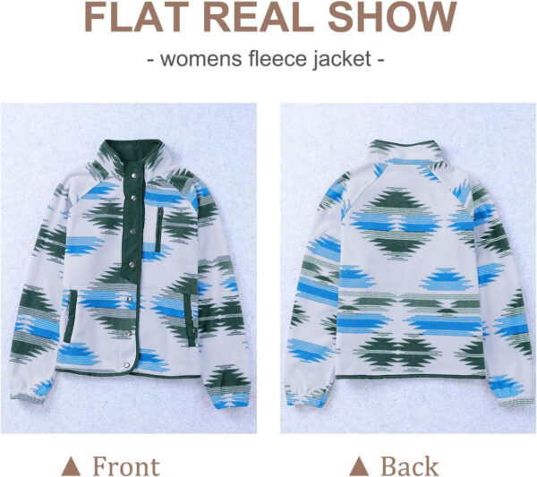 SELINK Womens Fleece Jacket Western Aztec Print Long Sleeve Snap Button Down Shacket Jackets with Pockets