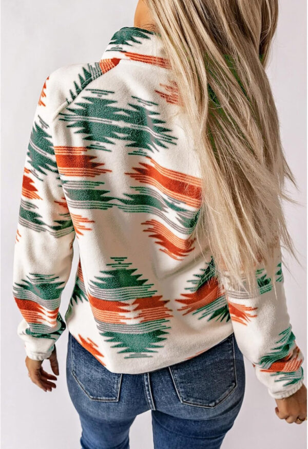 SELINK Womens Fleece Jacket Western Aztec Print Long Sleeve Snap Button Down Shacket Jackets with Pockets