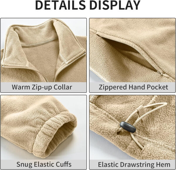 Men's Casual Outdoor Fleece Zip Jacket Long Sleeve Warm Winter Coat for Men with Zip Pocket