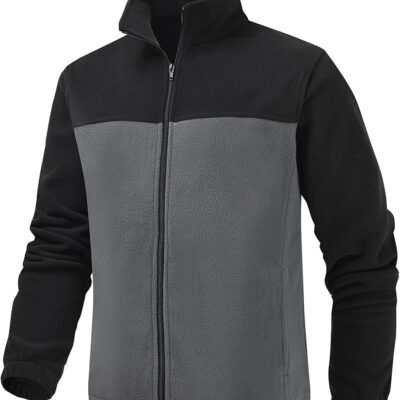 Men's Casual Outdoor Fleece Zip Jacket Long Sleeve Warm Winter Coat for Men with Zip Pocket