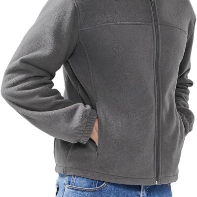 Men's Casual Outdoor Fleece Zip Jacket Long Sleeve Warm Winter Coat for Men with Zip Pocket