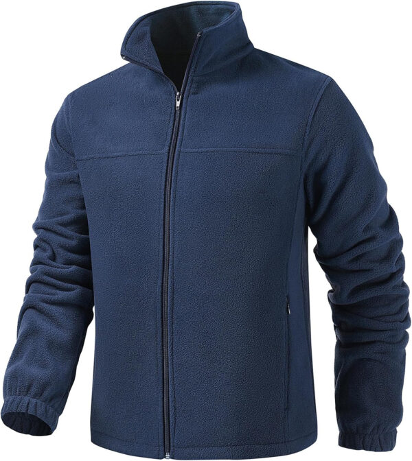 Men's Casual Outdoor Fleece Zip Jacket Long Sleeve Warm Winter Coat for Men with Zip Pocket