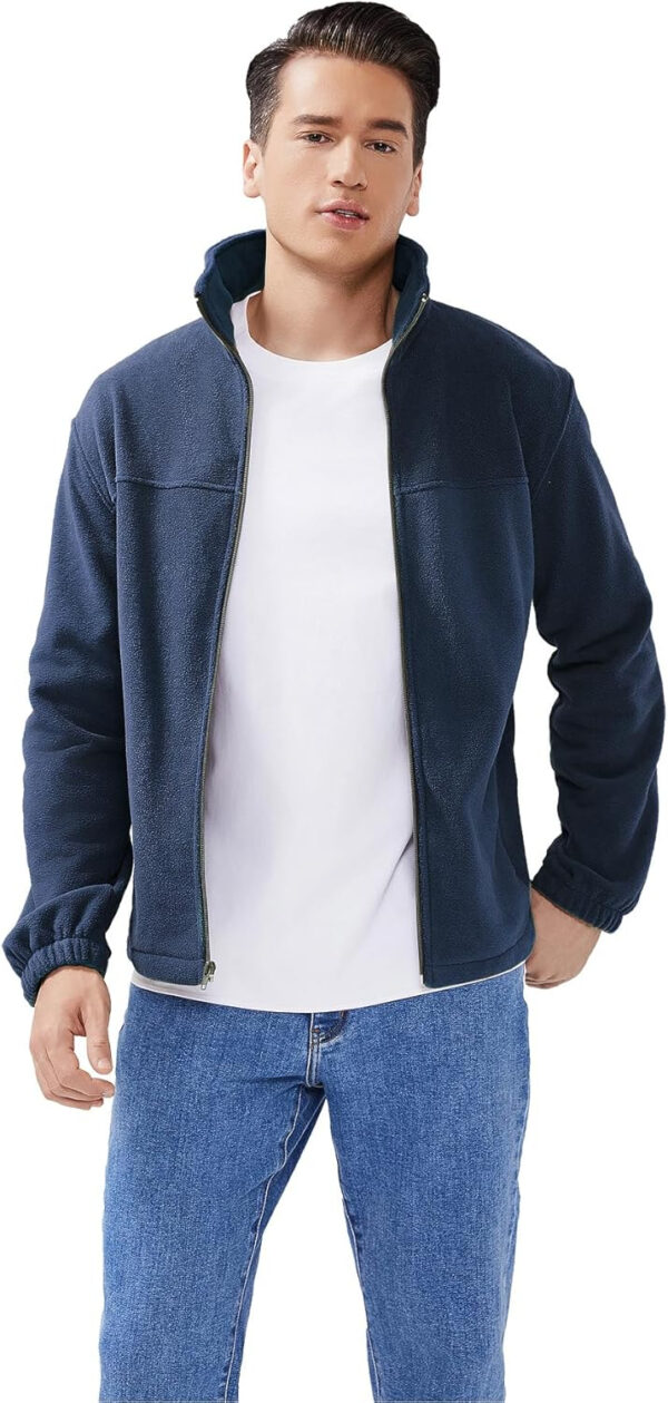 Men's Casual Outdoor Fleece Zip Jacket Long Sleeve Warm Winter Coat for Men with Zip Pocket